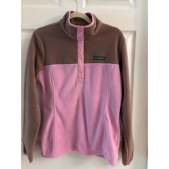 Columbia Tops - Columbia women's fleece Pink and light brown half snap pullover size Small NWT